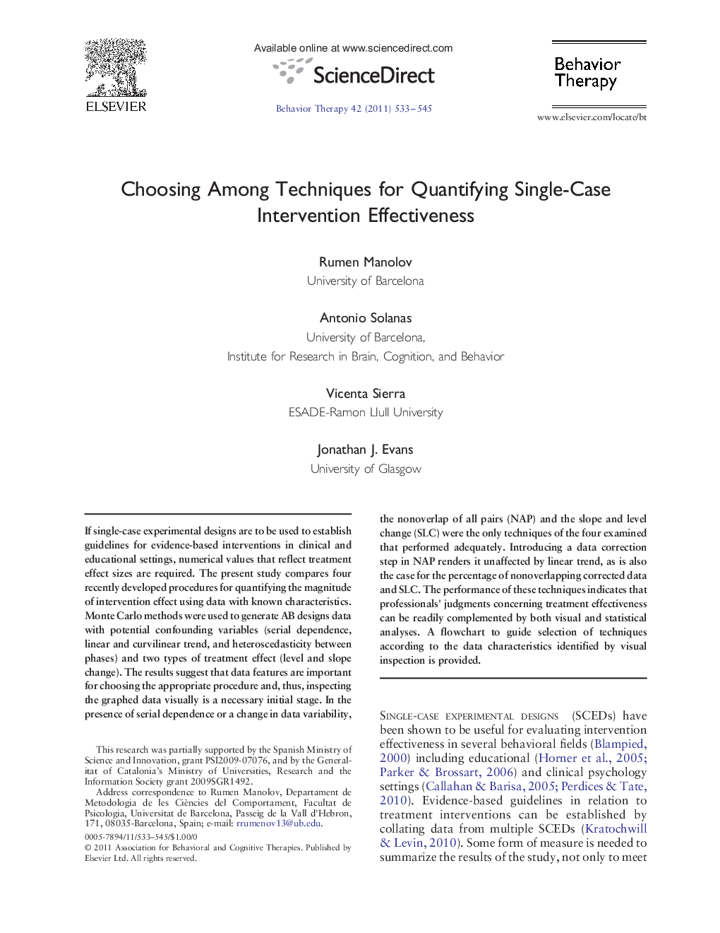 Choosing Among Techniques for Quantifying Single-Case Intervention Effectiveness 