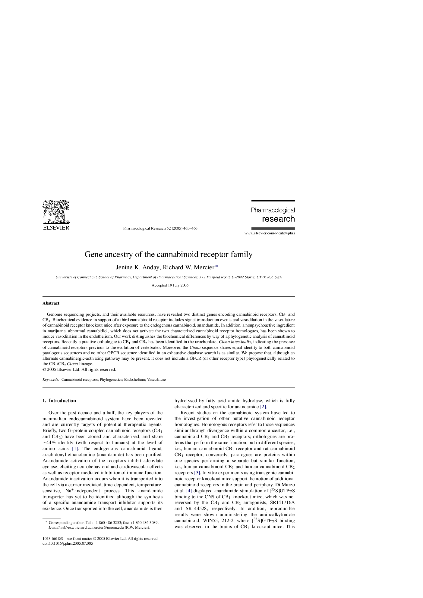 Gene ancestry of the cannabinoid receptor family