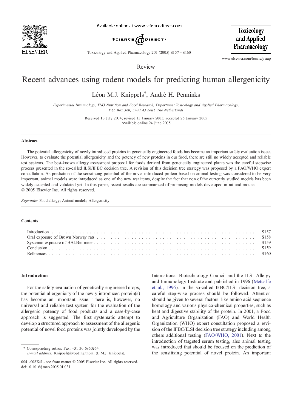 Recent advances using rodent models for predicting human allergenicity