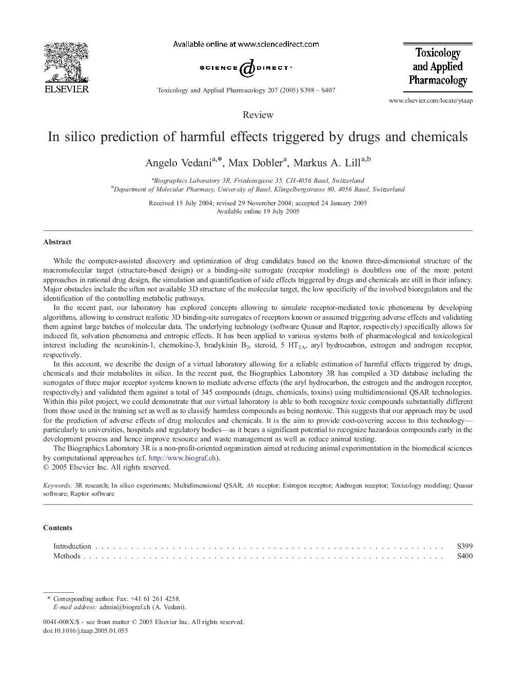 In silico prediction of harmful effects triggered by drugs and chemicals