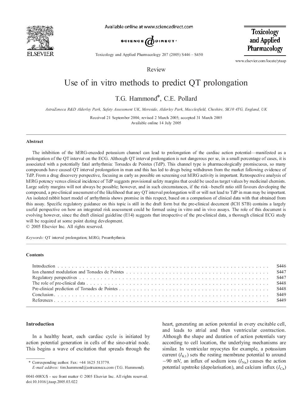 Use of in vitro methods to predict QT prolongation