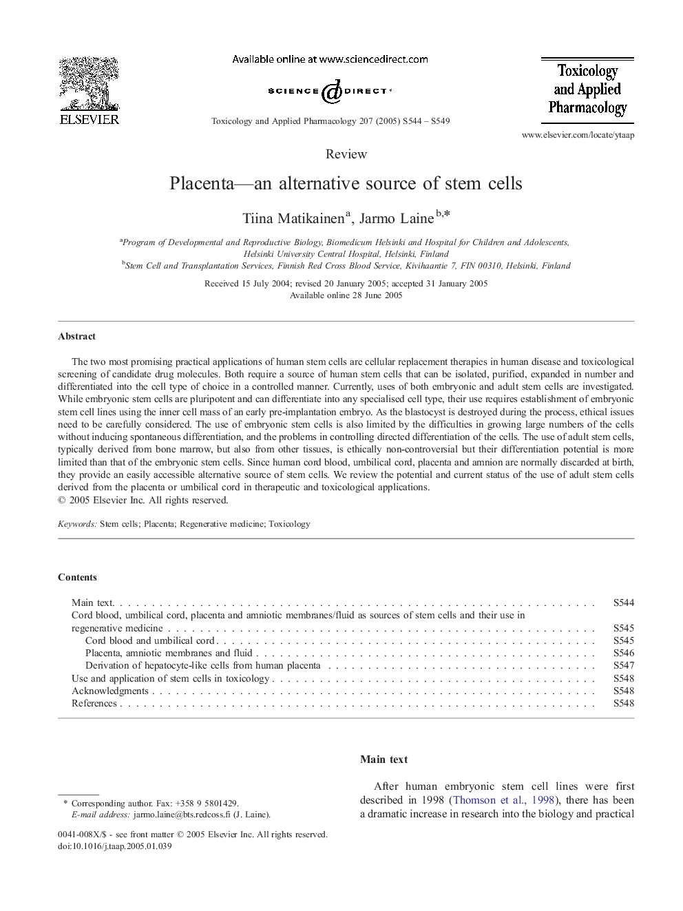 Placenta-an alternative source of stem cells