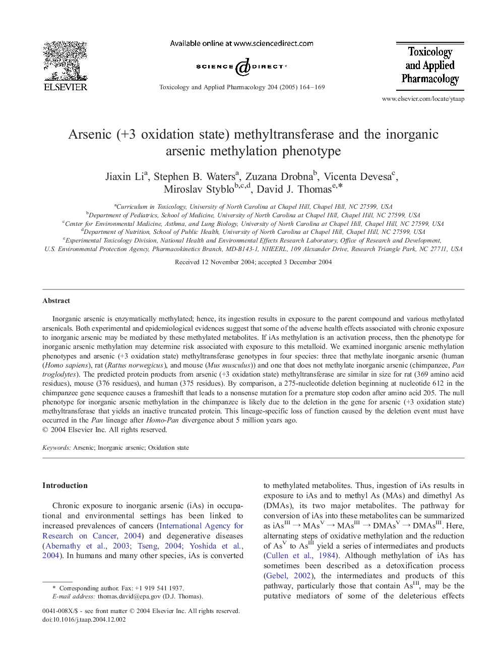 Arsenic (+3 oxidation state) methyltransferase and the inorganic arsenic methylation phenotype