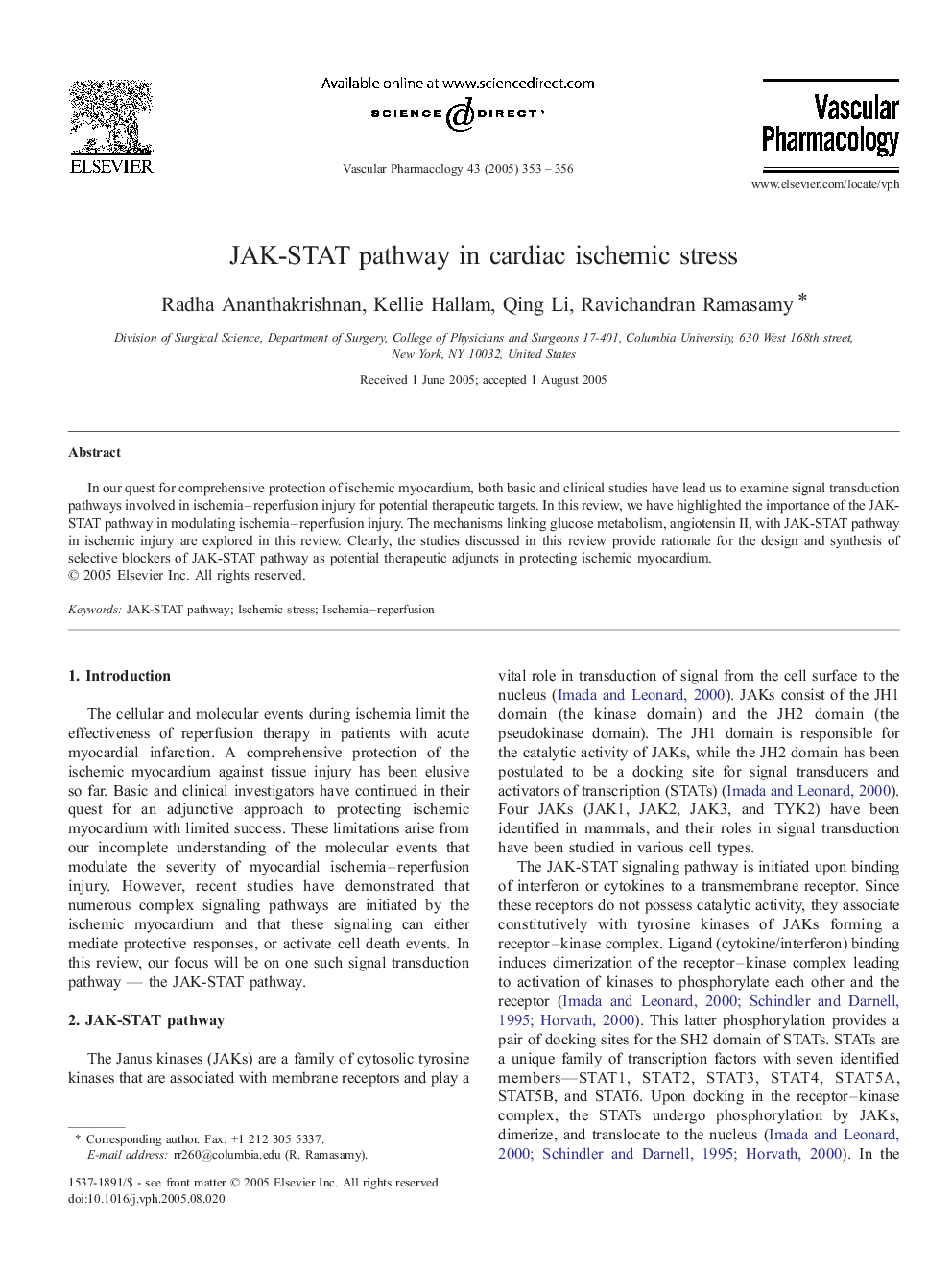 JAK-STAT pathway in cardiac ischemic stress