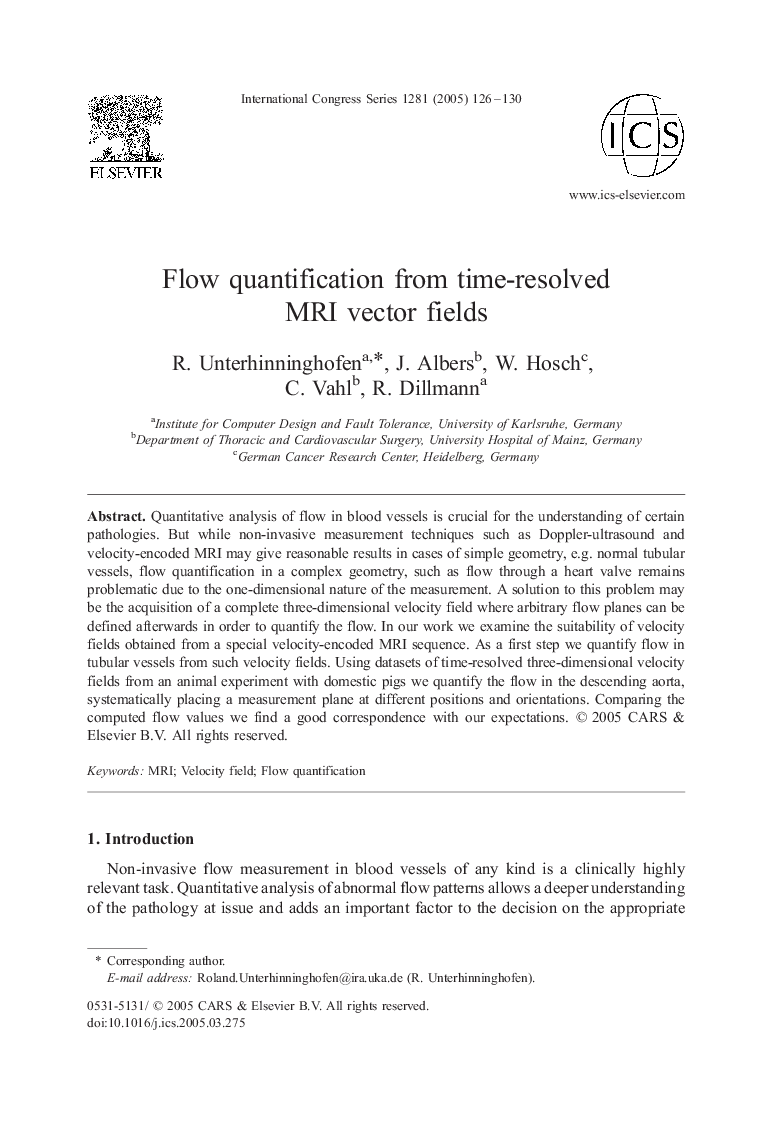Flow quantification from time-resolved MRI vector fields