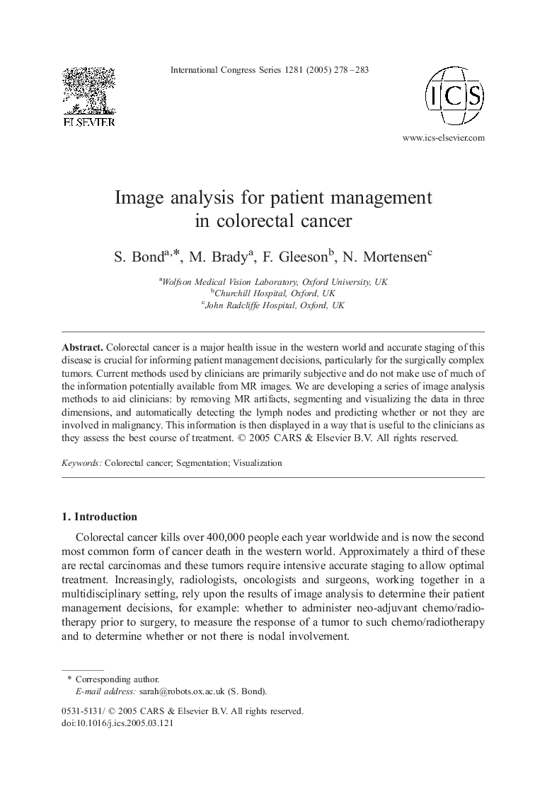 عکس صفحه اول مقاله: Image analysis for patient management in colorectal cancer Image analysis for patient management in colorectal cancer