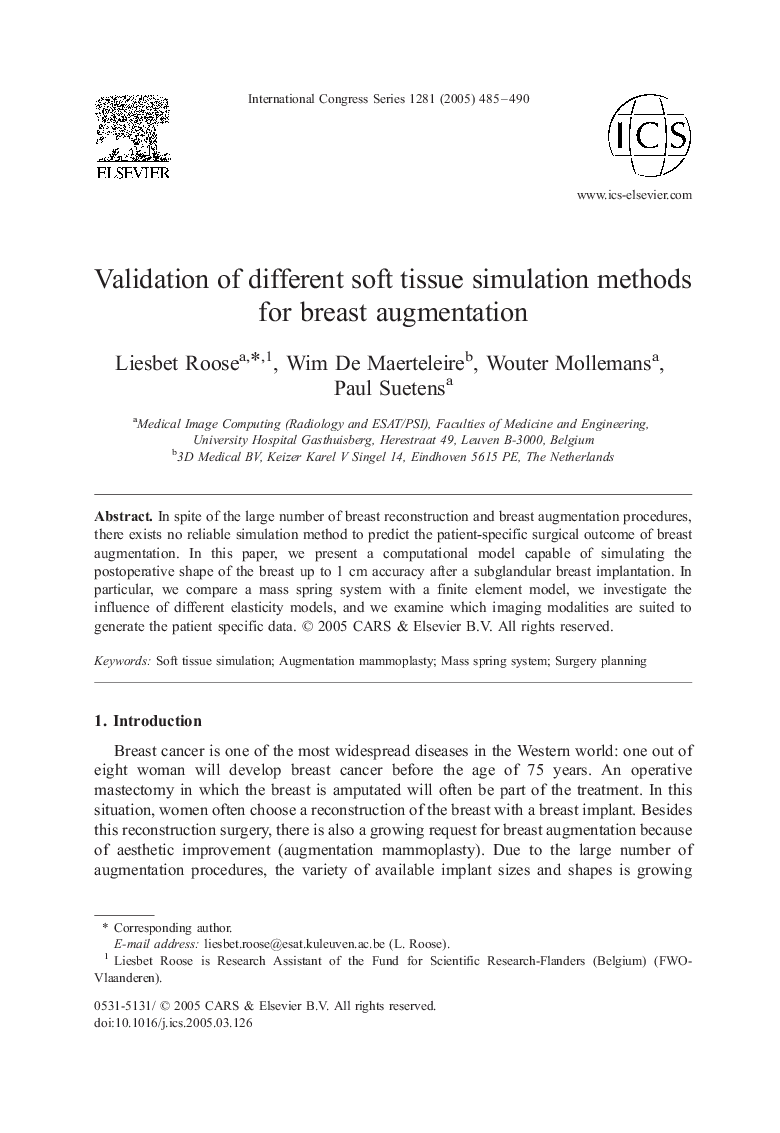 Validation of different soft tissue simulation methods for breast augmentation