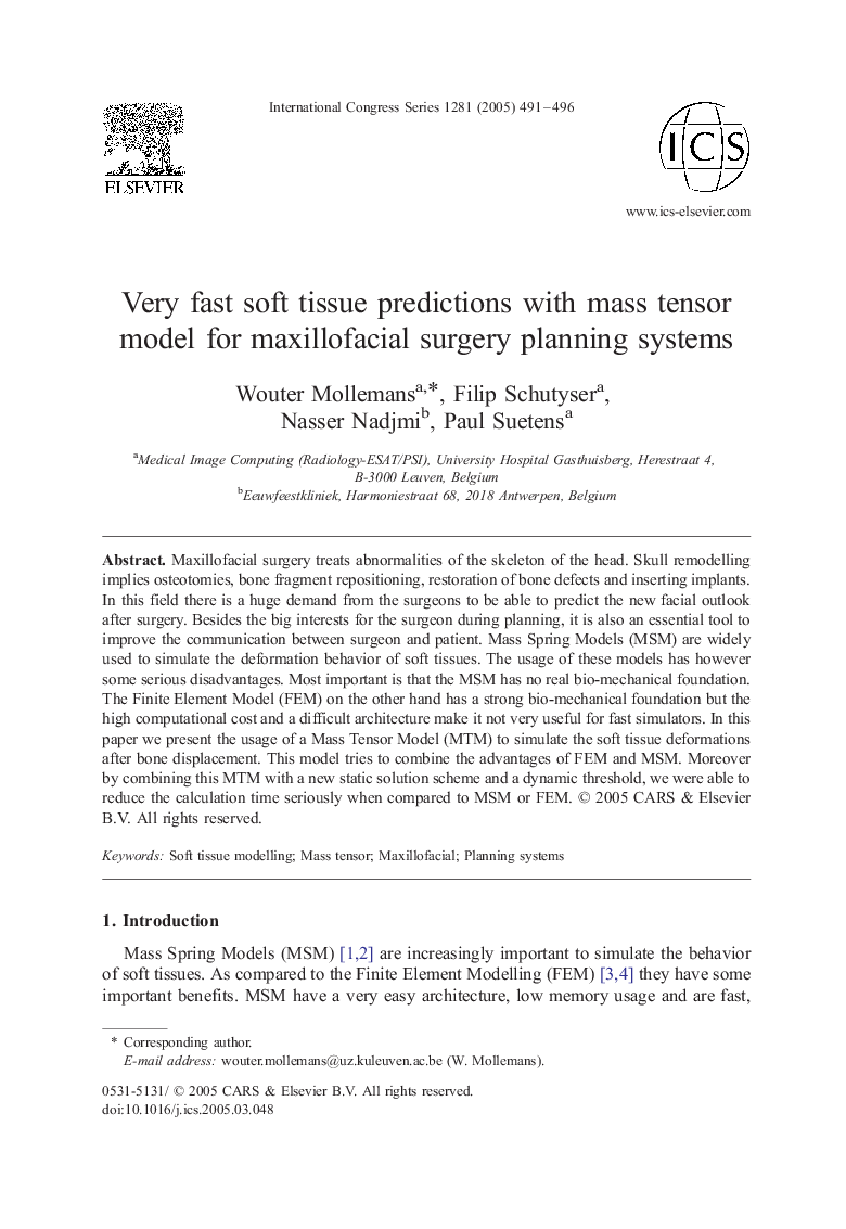 Very fast soft tissue predictions with mass tensor model for maxillofacial surgery planning systems