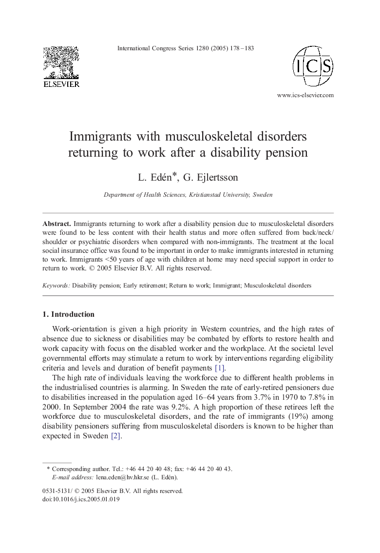 Immigrants with musculoskeletal disorders returning to work after a disability pension