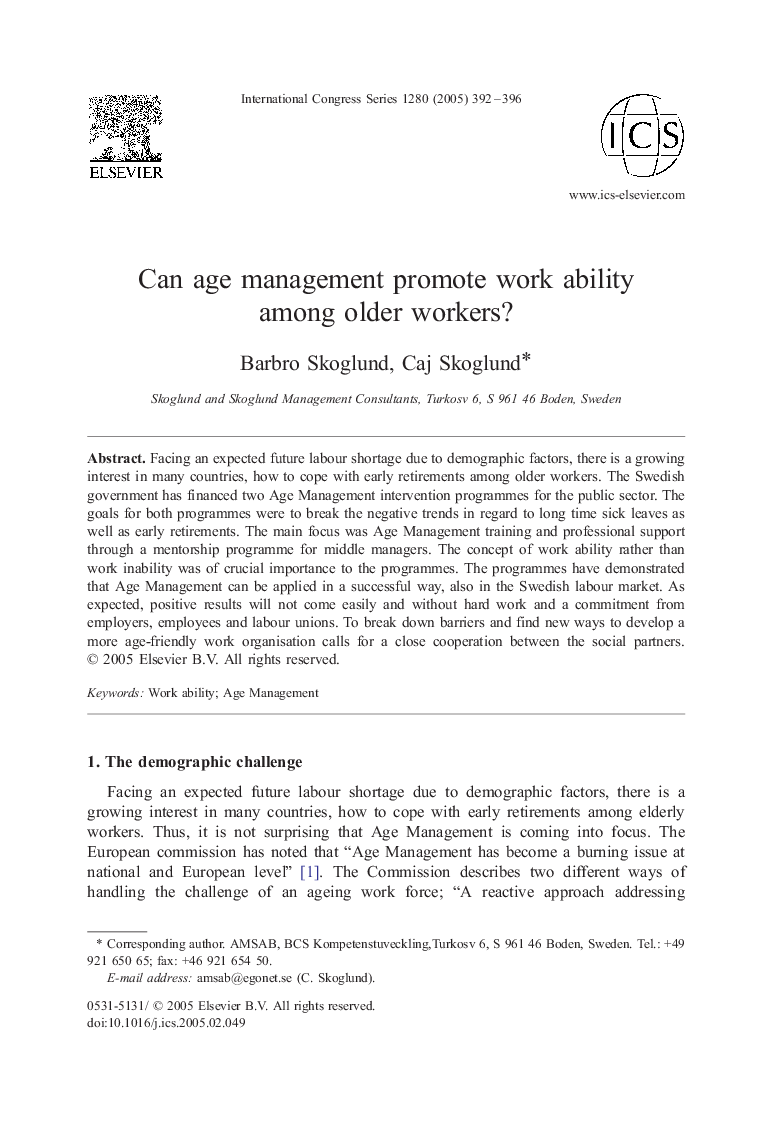 Can age management promote work ability among older workers?