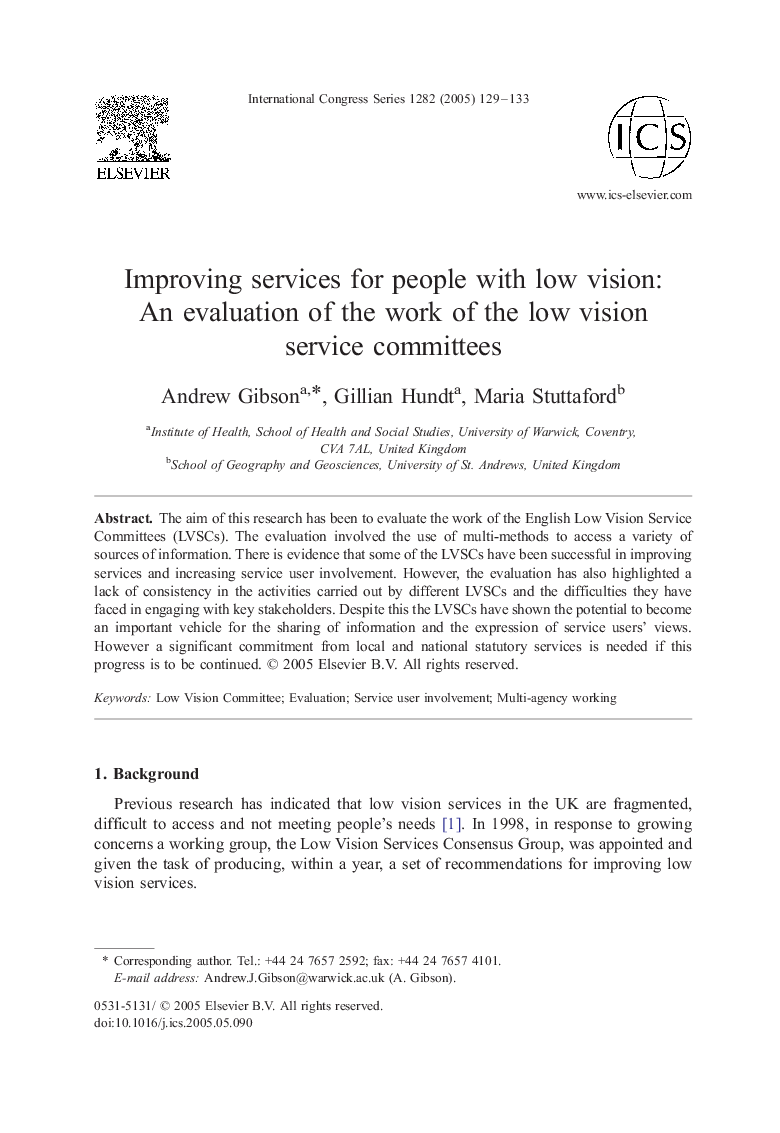 Improving services for people with low vision: An evaluation of the work of the low vision service committees