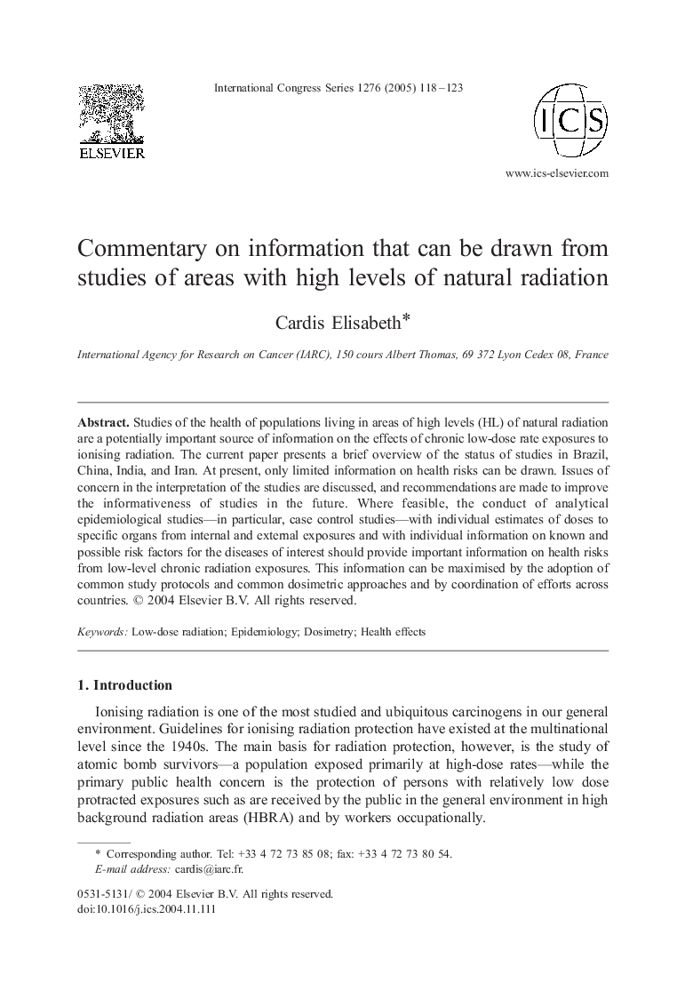 Commentary on information that can be drawn from studies of areas with high levels of natural radiation