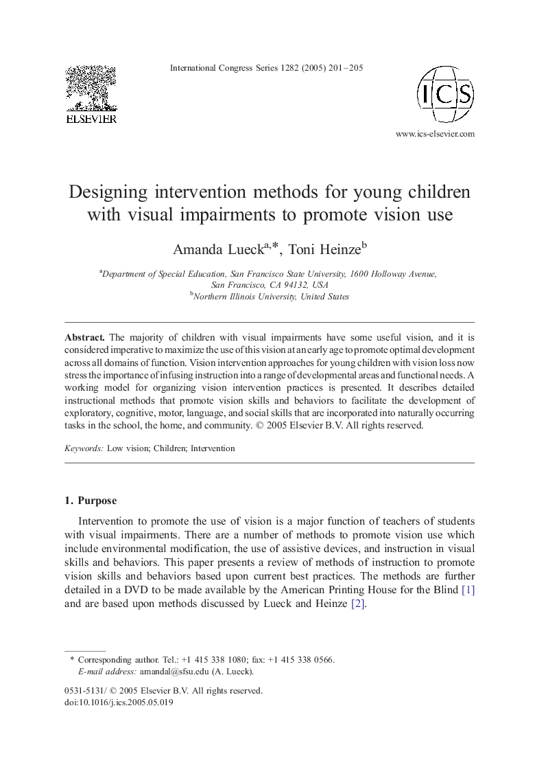 Designing intervention methods for young children with visual impairments to promote vision use