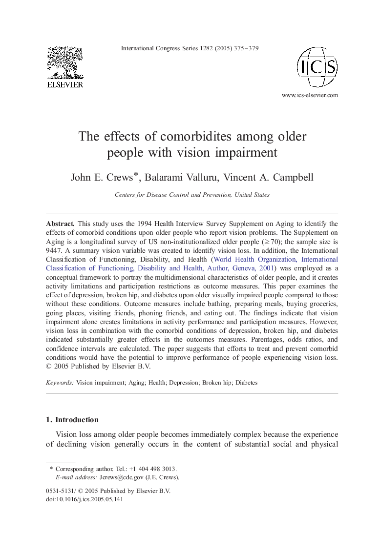 The effects of comorbidites among older people with vision impairment
