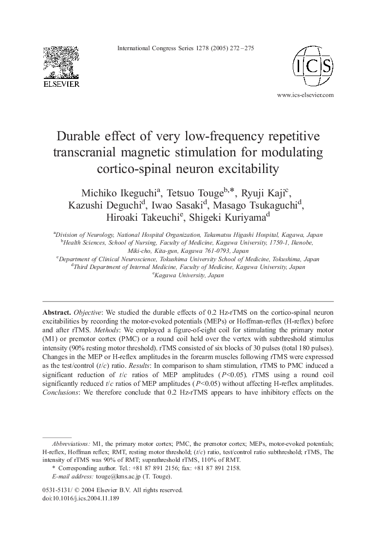 Durable effect of very low-frequency repetitive transcranial magnetic stimulation for modulating cortico-spinal neuron excitability