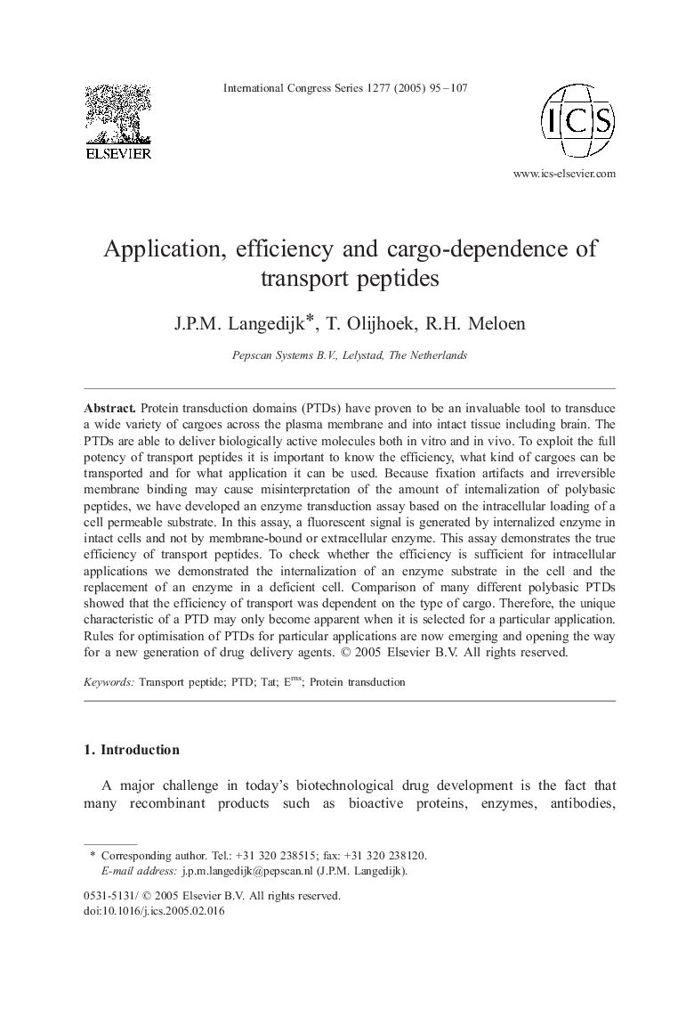 Application, efficiency and cargo-dependence of transport peptides