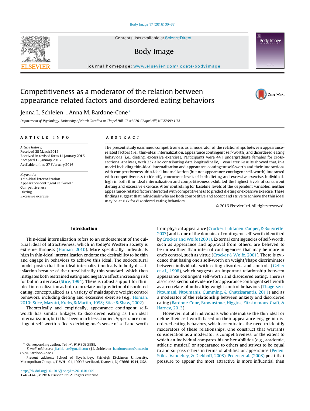 Competitiveness as a moderator of the relation between appearance-related factors and disordered eating behaviors