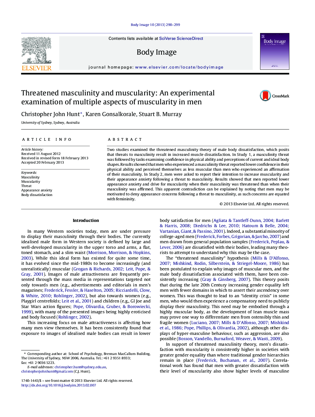 Threatened masculinity and muscularity: An experimental examination of multiple aspects of muscularity in men