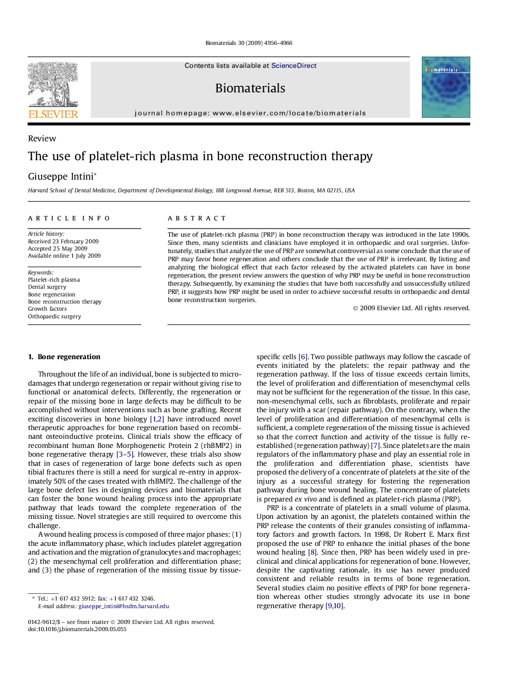 The use of platelet-rich plasma in bone reconstruction therapy