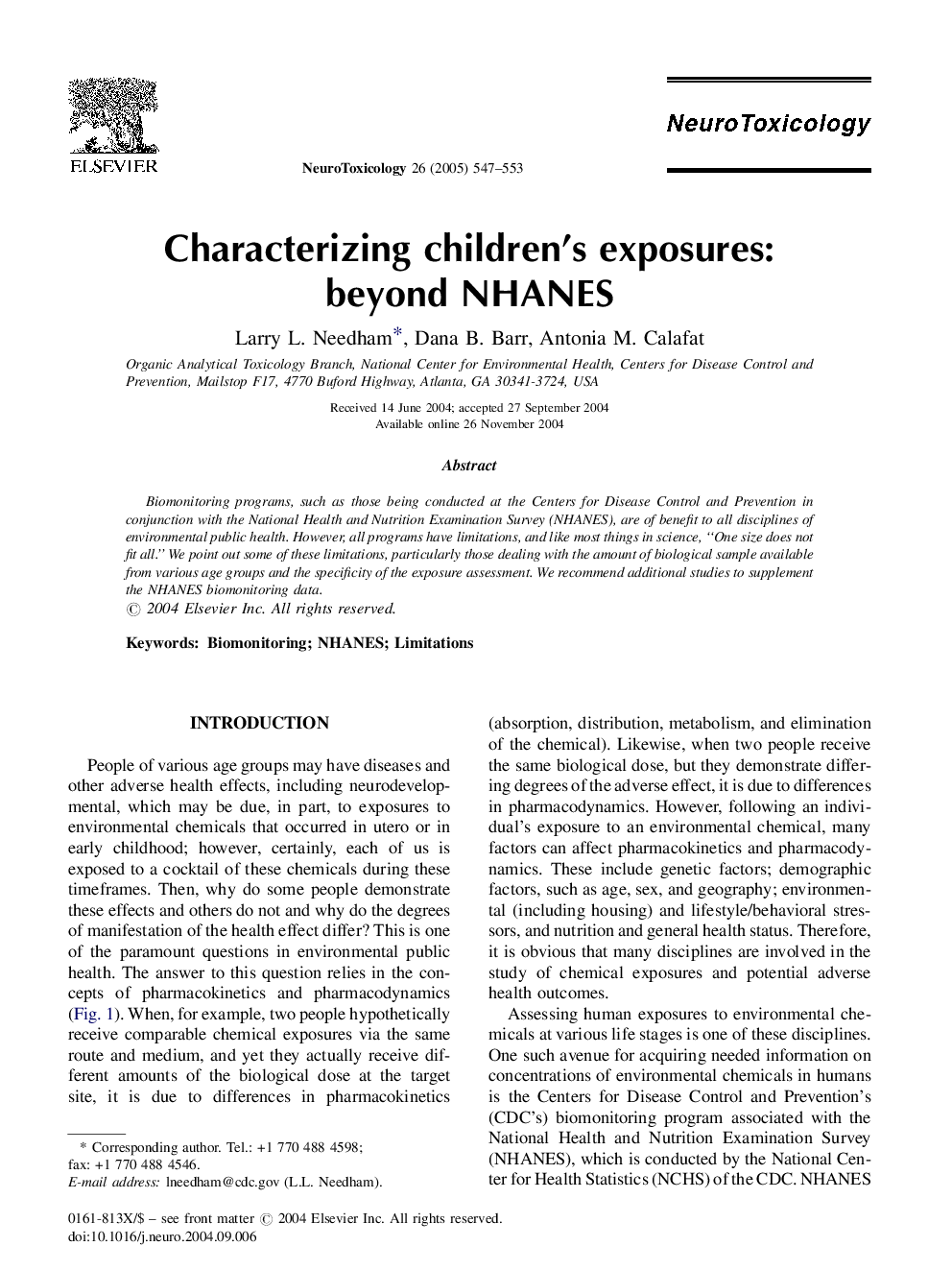 Characterizing children's exposures: beyond NHANES