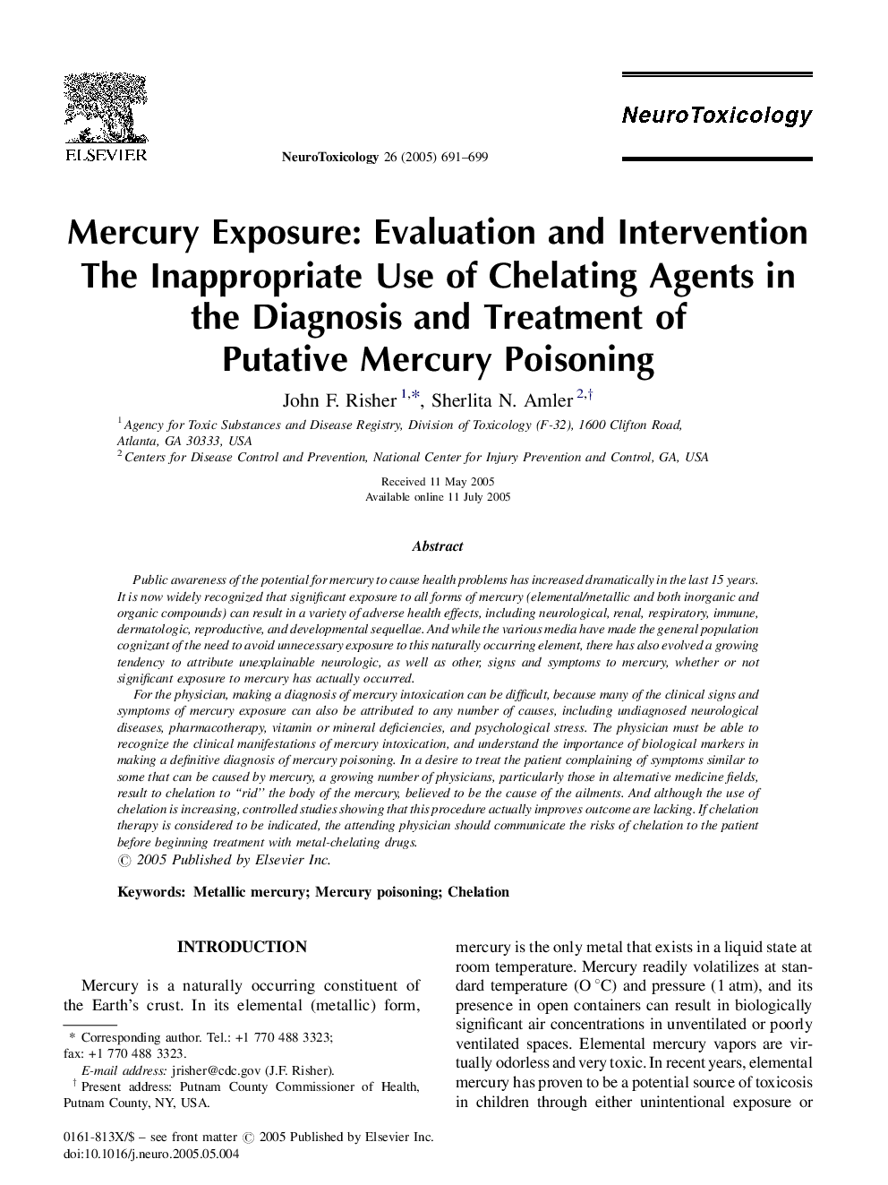 Mercury Exposure: Evaluation and Intervention