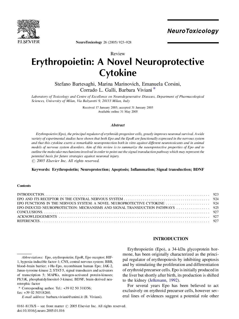 Erythropoietin: A Novel Neuroprotective Cytokine