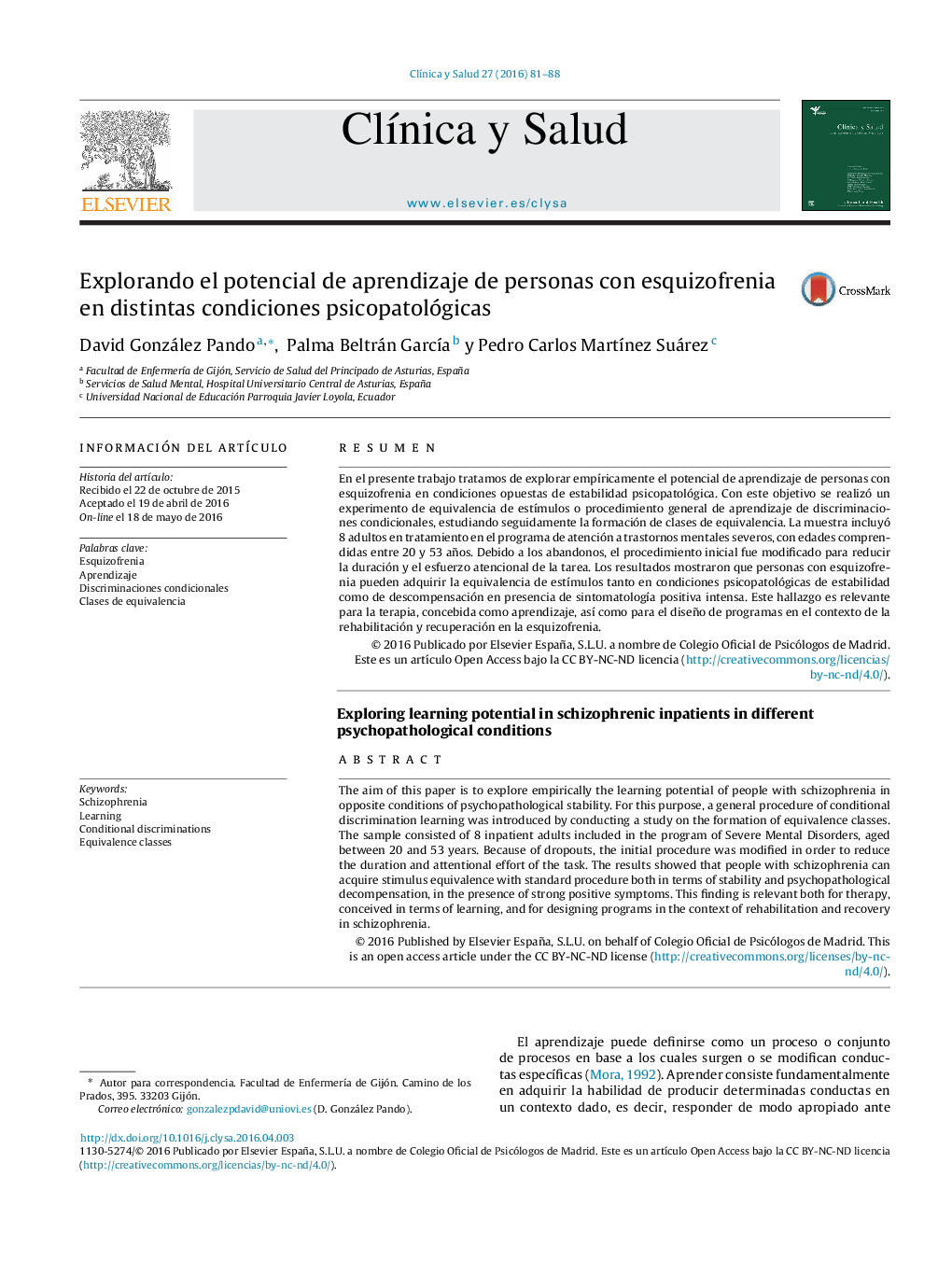 Explorando el potencial de aprendizaje de personas con esquizofrenia en distintas condiciones psicopatológicas