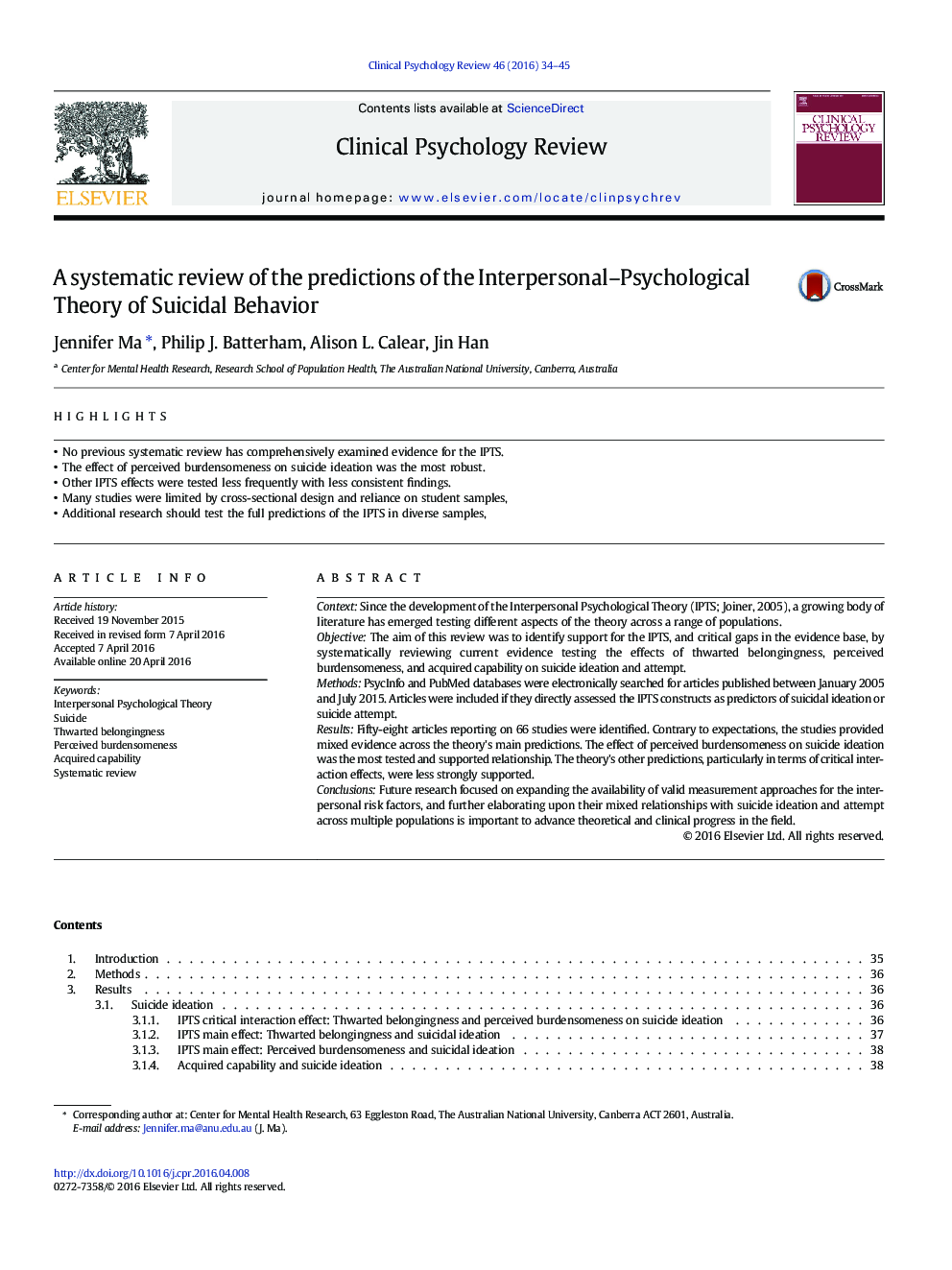 A systematic review of the predictions of the Interpersonal–Psychological Theory of Suicidal Behavior