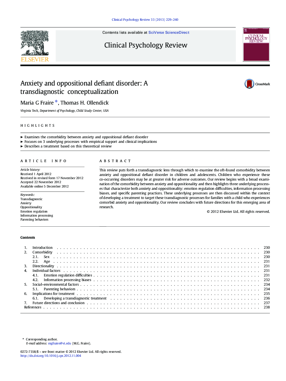 Anxiety and oppositional defiant disorder: A transdiagnostic conceptualization