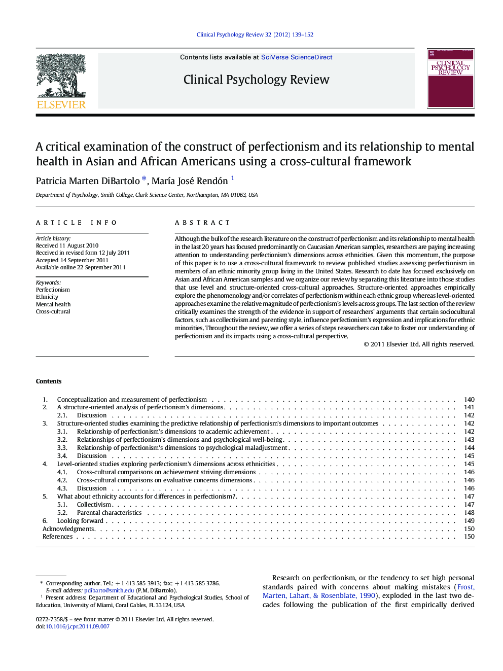 A critical examination of the construct of perfectionism and its relationship to mental health in Asian and African Americans using a cross-cultural framework