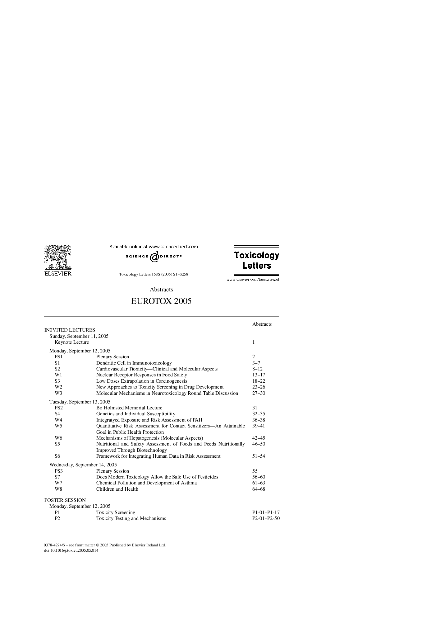 Eurotox 2005 Abstracts