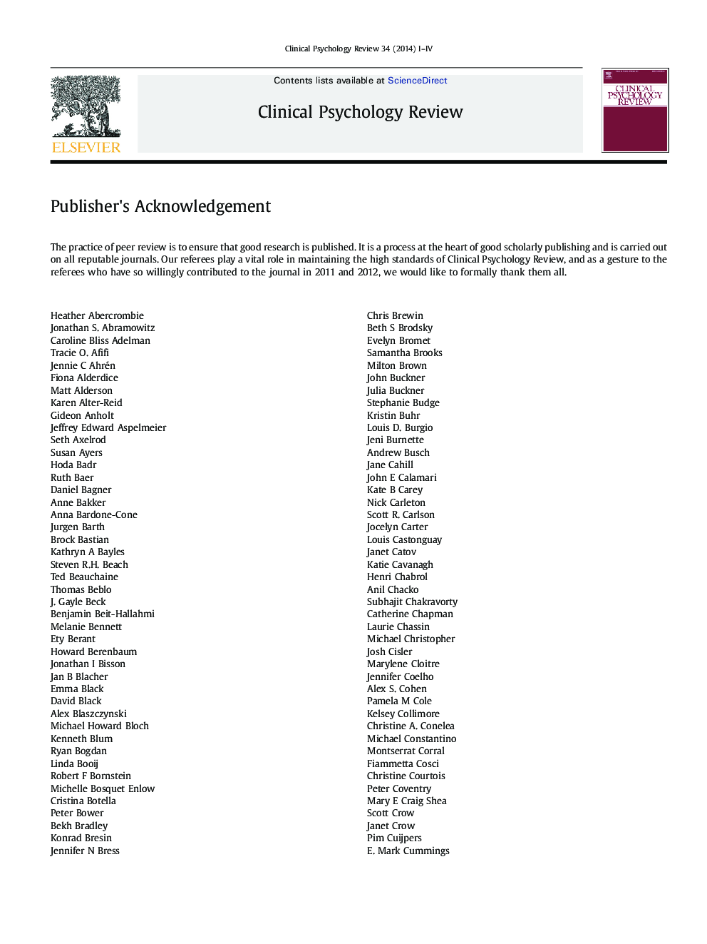Publisher's Acknowledgement