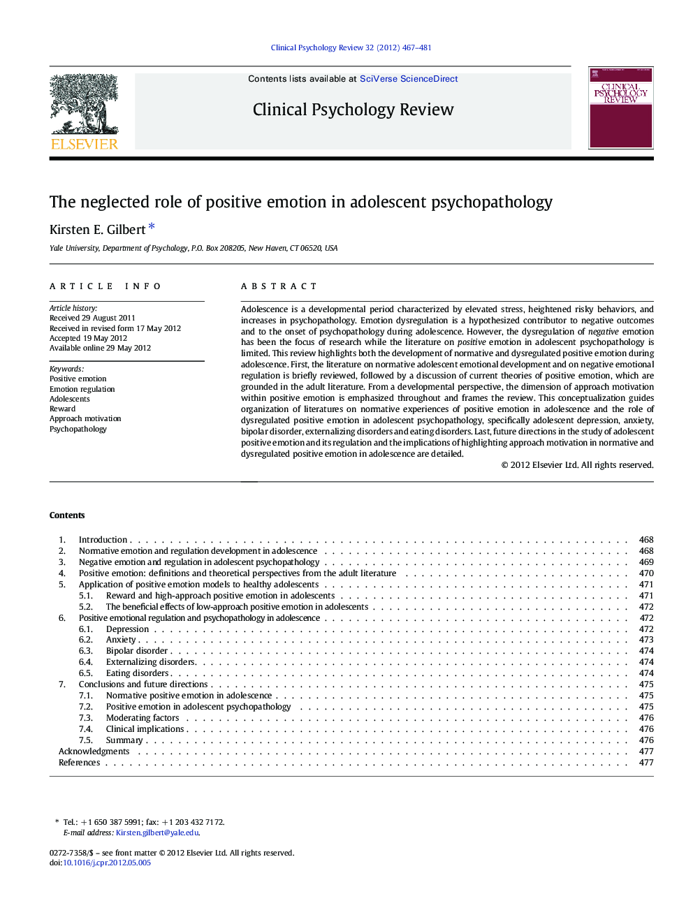 The neglected role of positive emotion in adolescent psychopathology