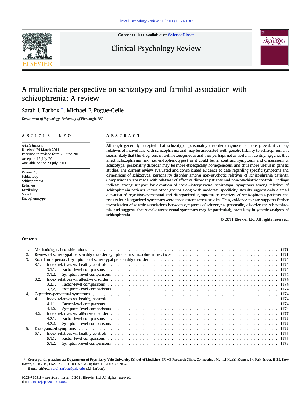 A multivariate perspective on schizotypy and familial association with schizophrenia: A review