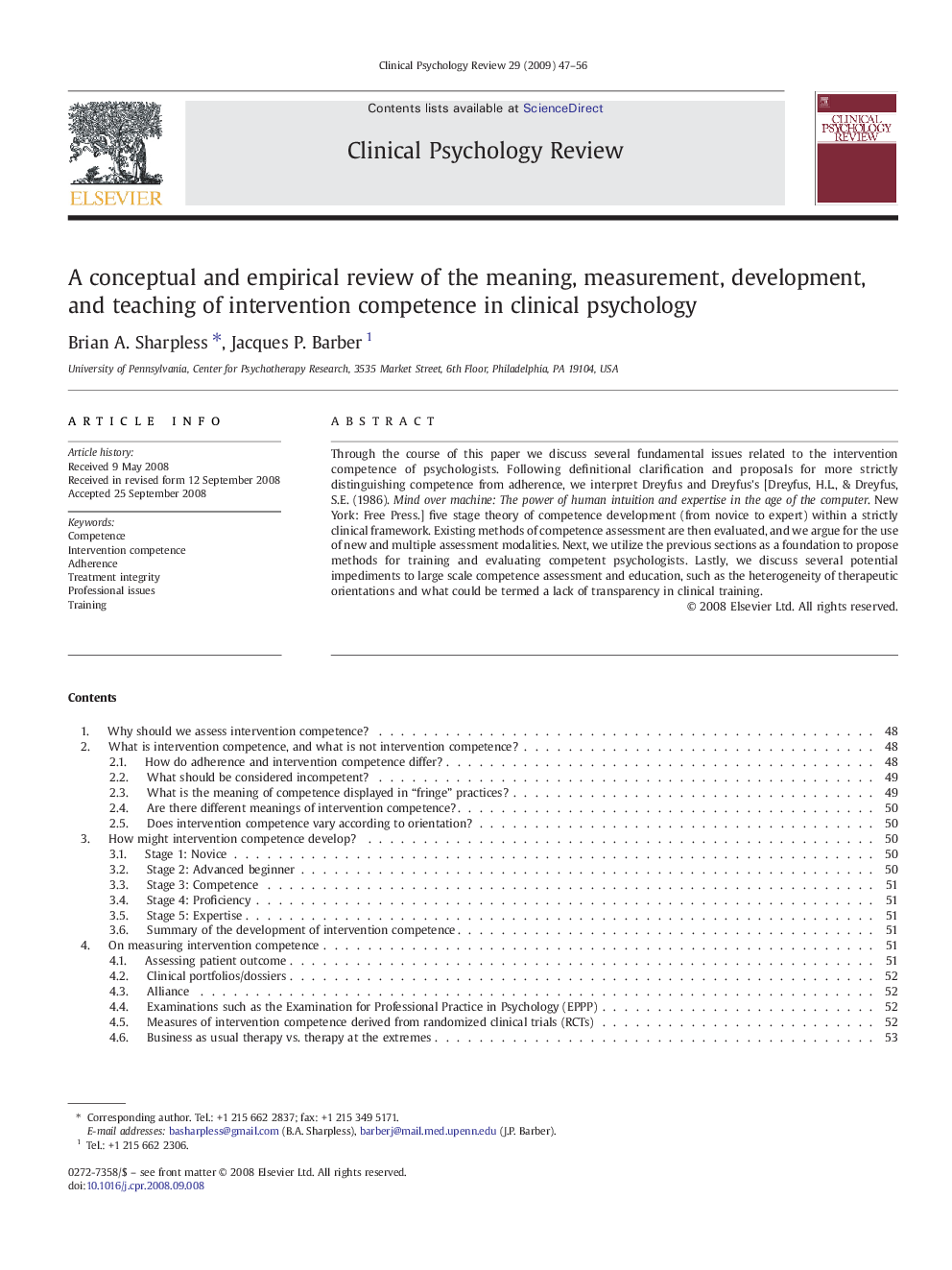 A conceptual and empirical review of the meaning, measurement, development, and teaching of intervention competence in clinical psychology