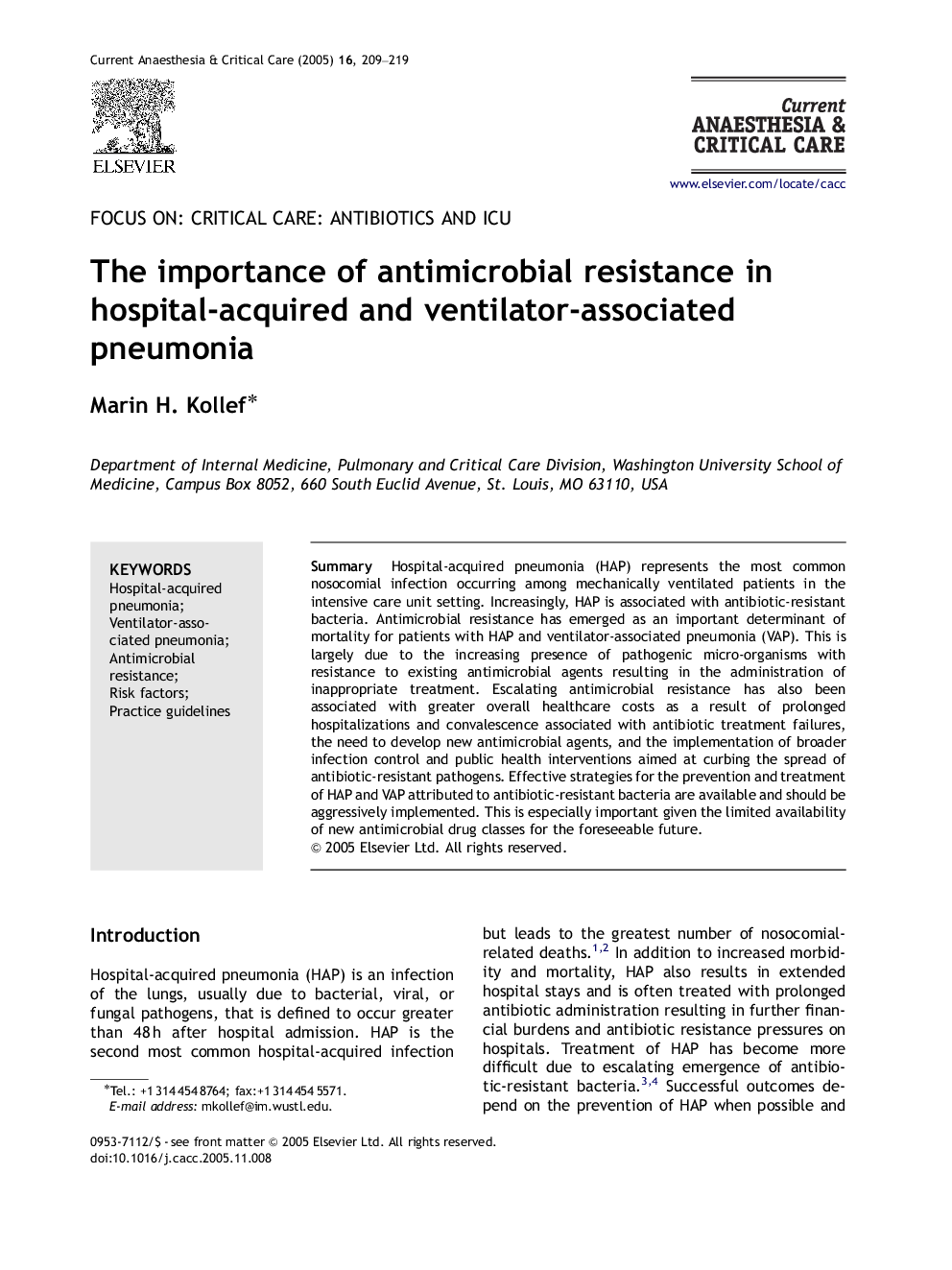 The importance of antimicrobial resistance in hospital-acquired and ventilator-associated pneumonia