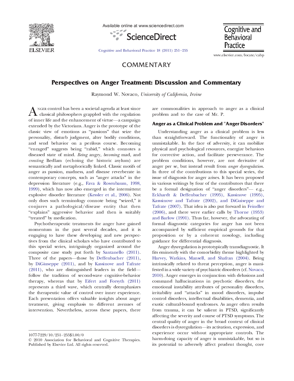 Perspectives on Anger Treatment: Discussion and Commentary