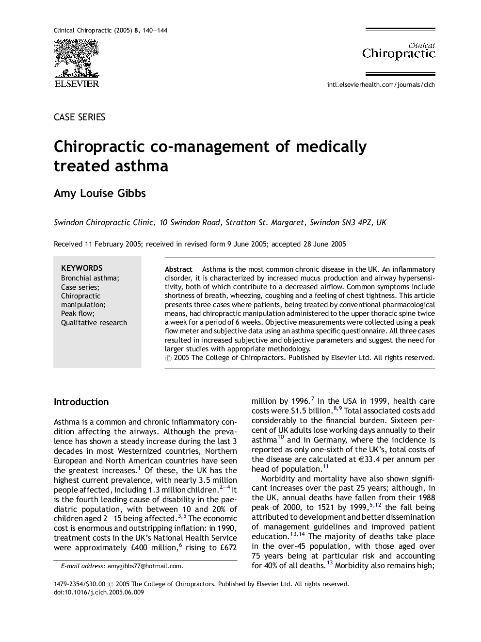 Chiropractic co-management of medically treated asthma