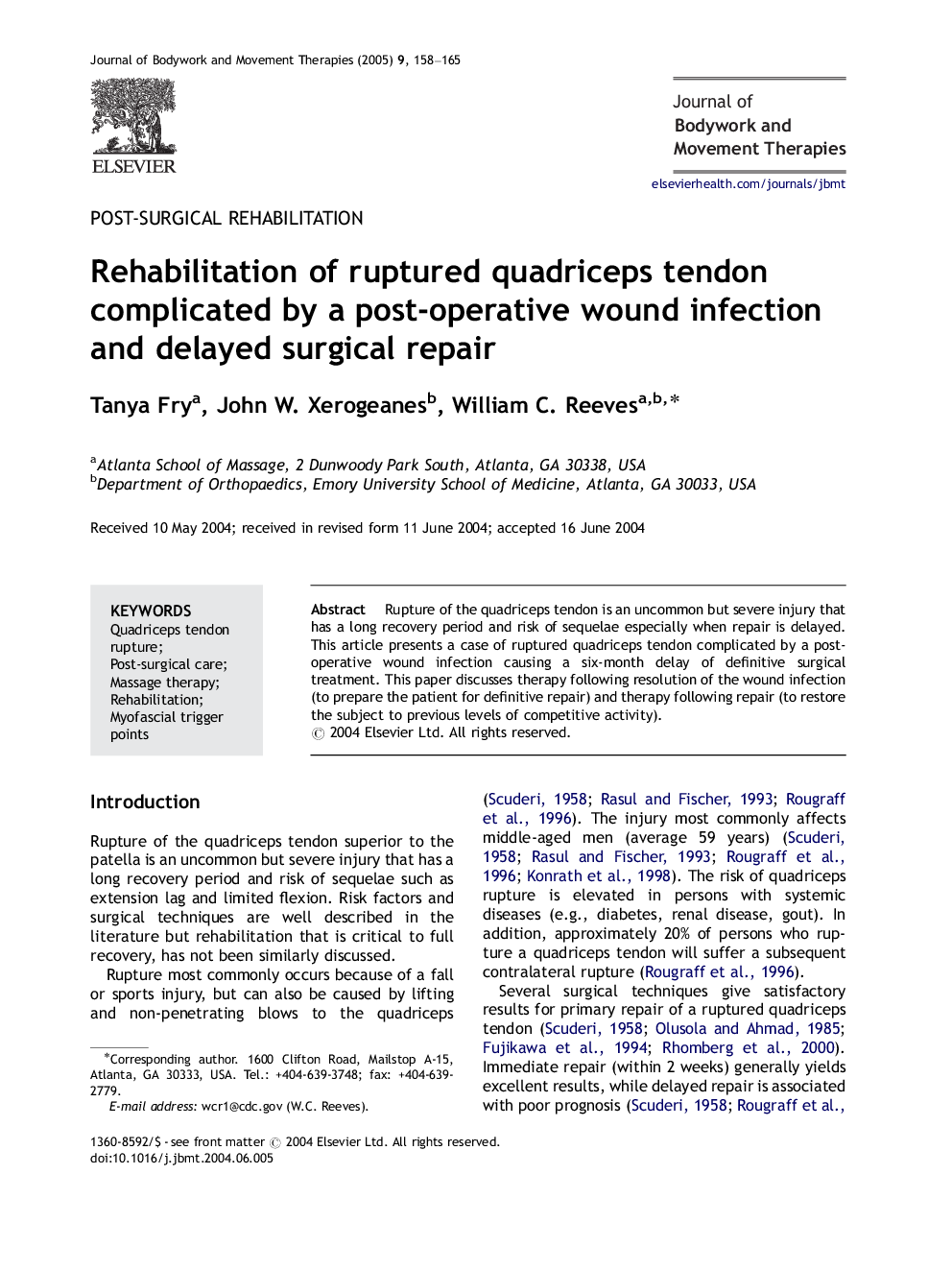 Rehabilitation of ruptured quadriceps tendon complicated by a post-operative wound infection and delayed surgical repair