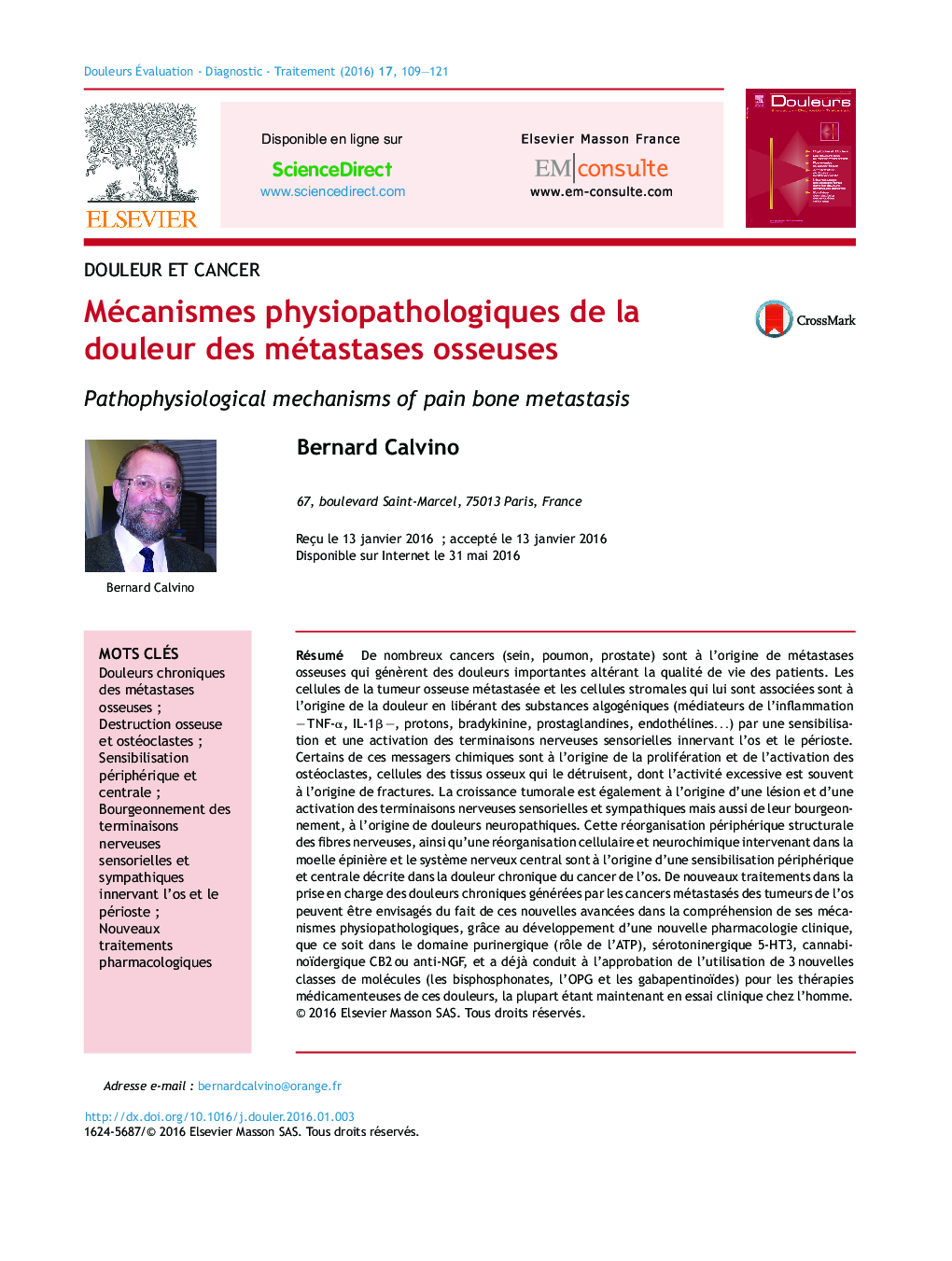 Mécanismes physiopathologiques de la douleur des métastases osseuses