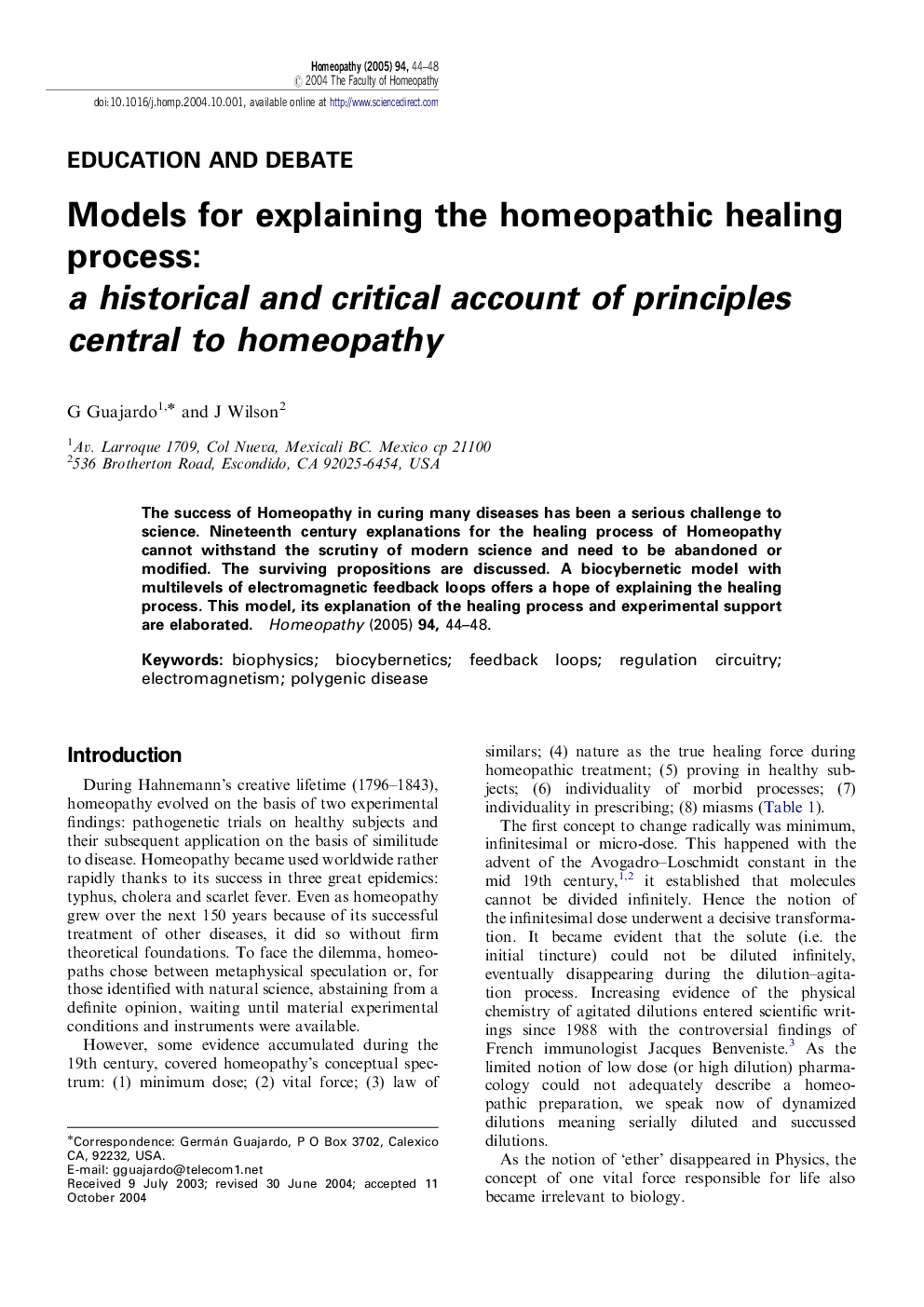 Models for explaining the homeopathic healing process: a historical and critical account of principles central to homeopathy