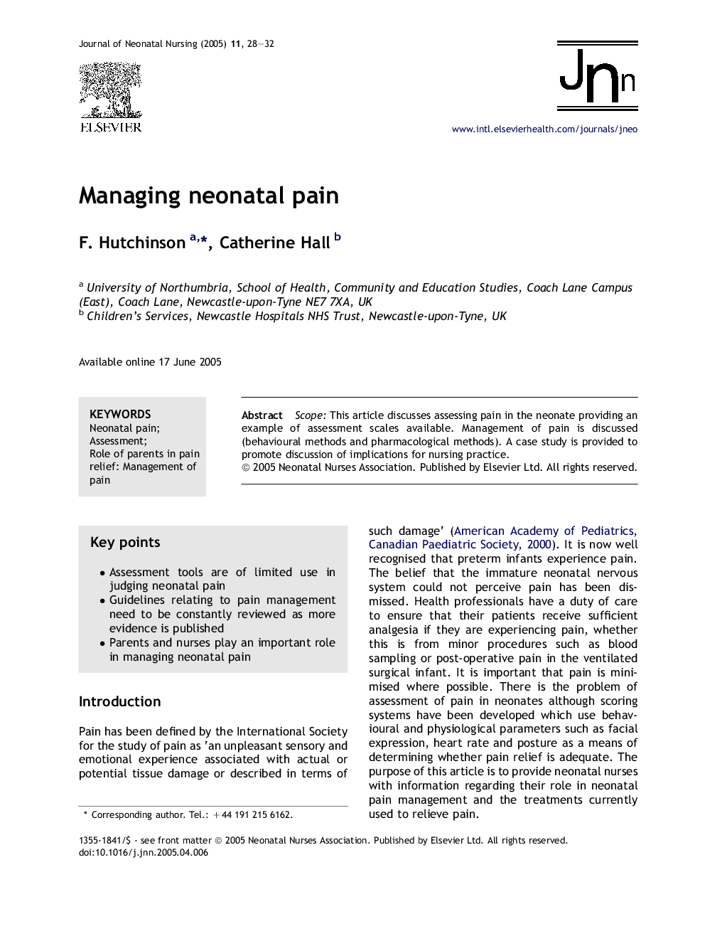 Managing neonatal pain