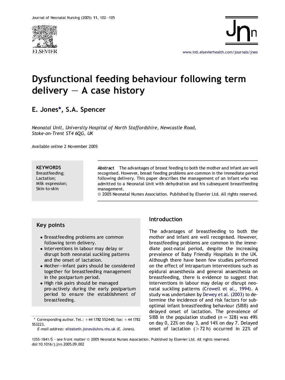 Dysfunctional feeding behaviour following term delivery - A case history