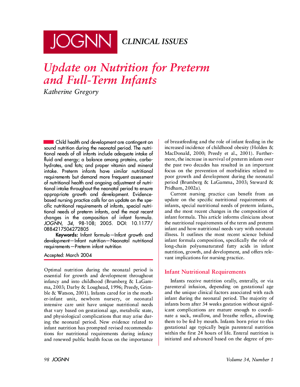 Update on Nutrition for Preterm and Full-Term Infants