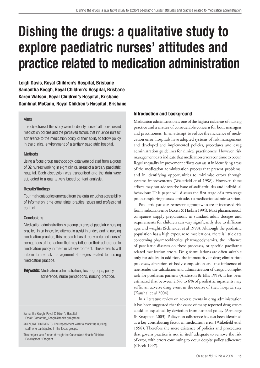 Dishing the drugs: a qualitative study to explore paediatric nurses' attitudes and practice related to medication administration