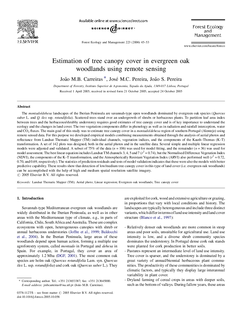 Estimation of tree canopy cover in evergreen oak woodlands using remote sensing