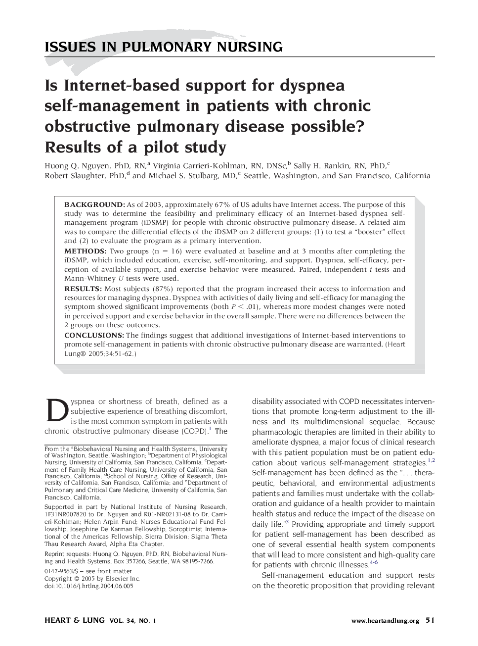 Is Internet-based support for dyspnea self-management in patients with chronic obstructive pulmonary disease possible? Results of a pilot study