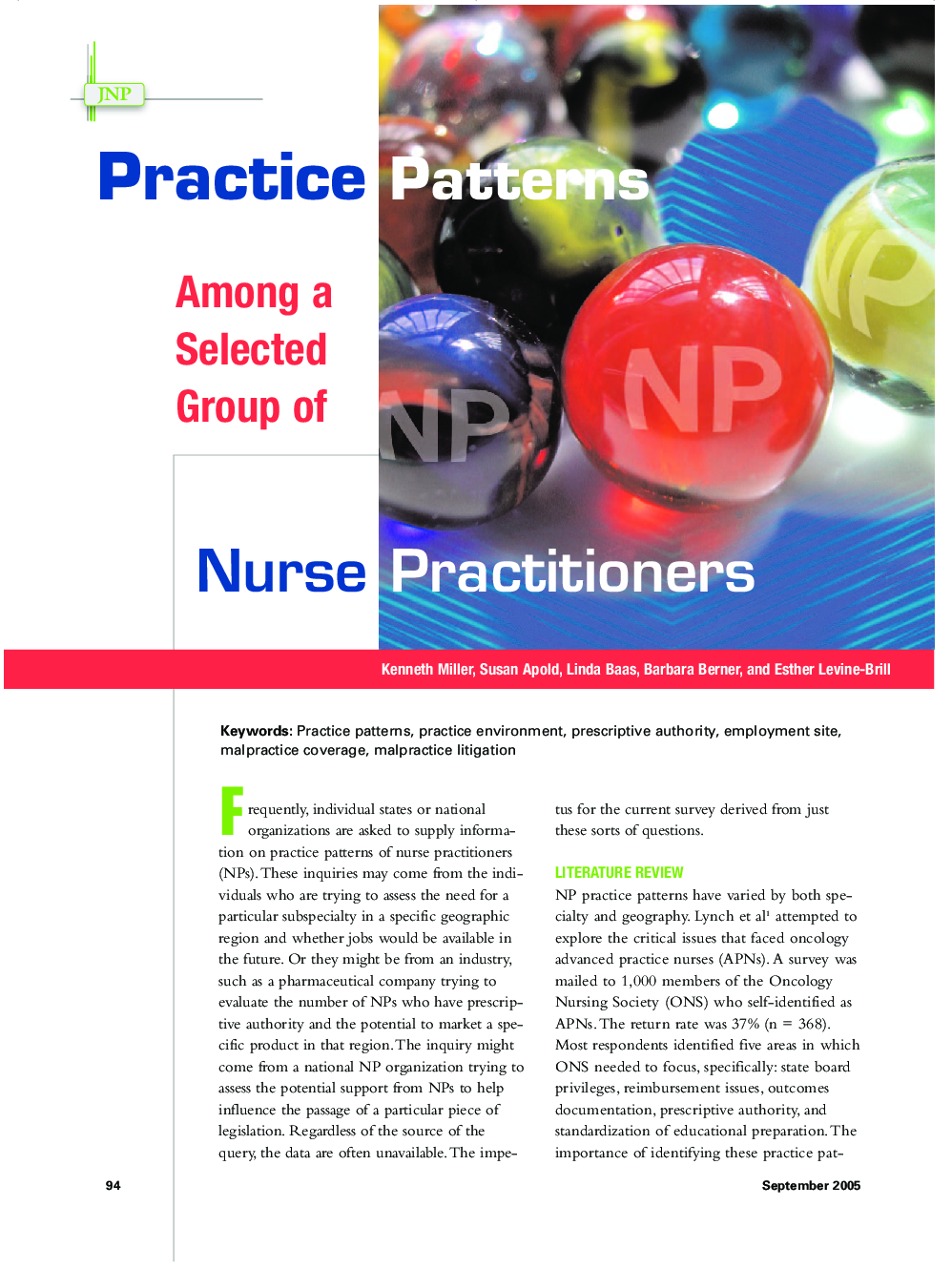 Practice Patterns among a Selected Group of Nurse Practitioners