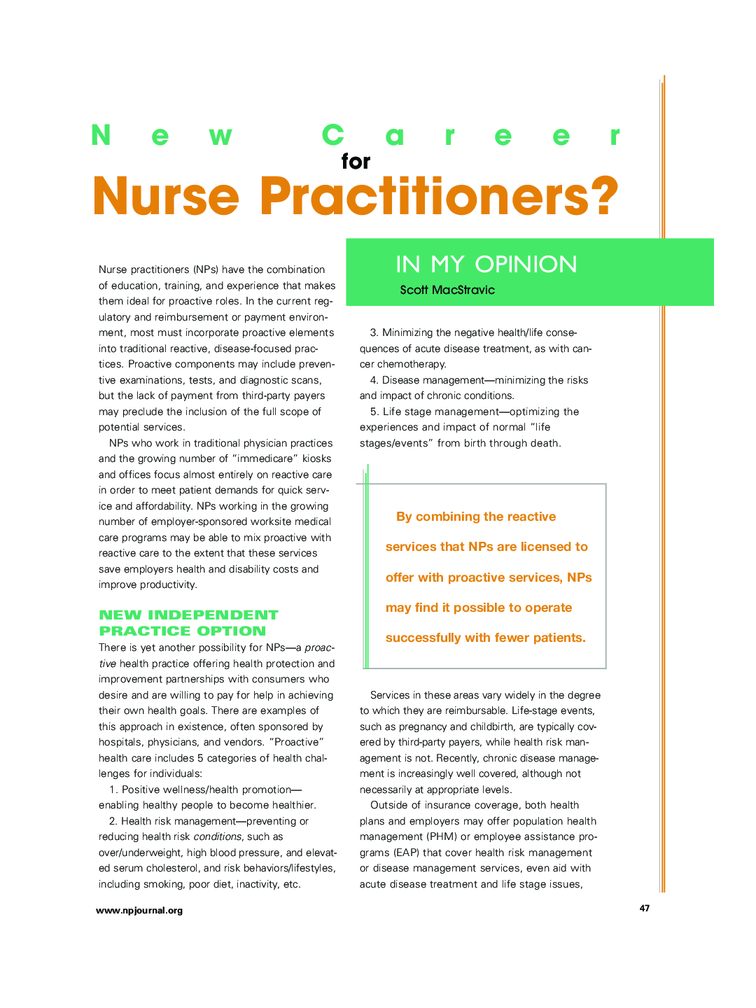 New Career for Nurse Practitioners?