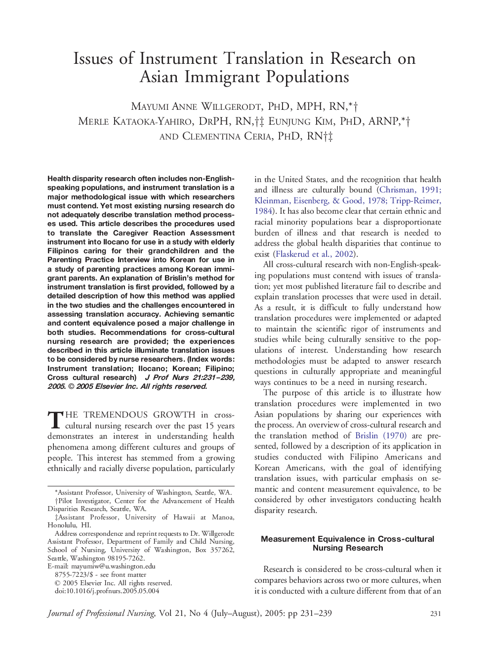 Issues of Instrument Translation in Research on Asian Immigrant Populations